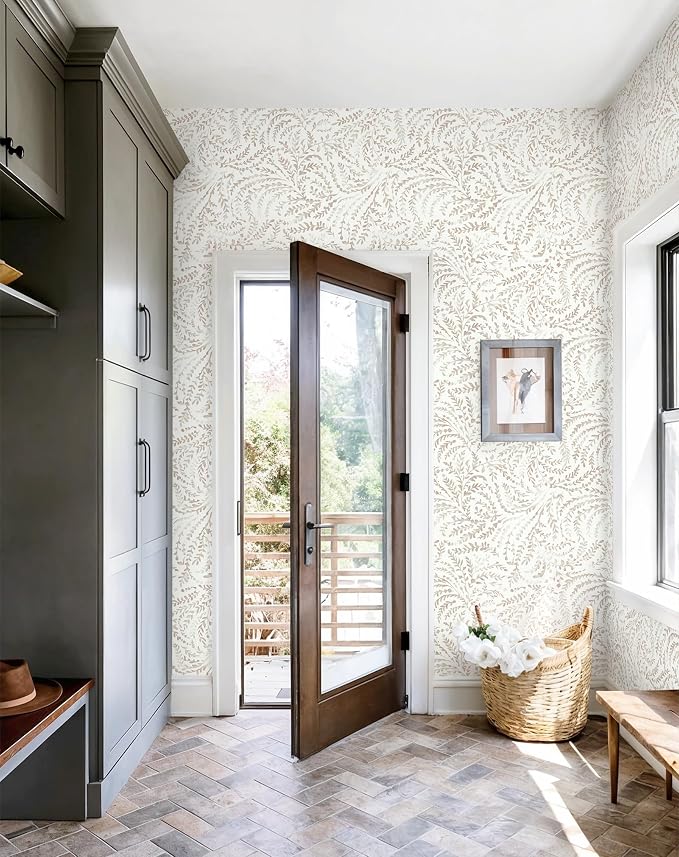 Heroad Peel and Stick Wallpaper Modern Boho Contact Paper Neutral Beige Wall Paper Removable Waterproof Self Stick Renter Friendly Wallpaper for Bedroom Living Room Bathroom Kitchen Vinyl 17.3"x78.7"
