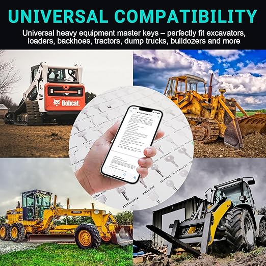 115 Non-Duplicated Full Range Master Equipment Keys Set, Original Construction Excavator Dumper Dozer Ignition Operator Keys for John Deere CAT Sany Daewoo Kubota KOM JCB Case Takeuchi Hyster and More