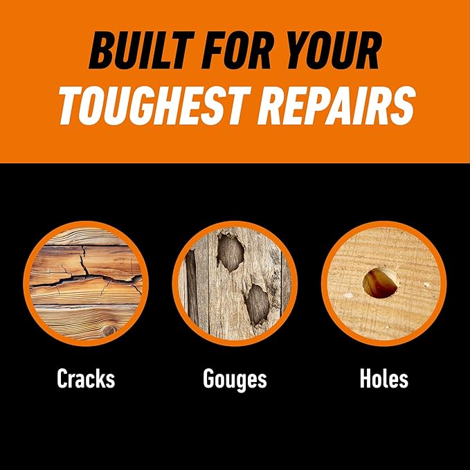 Gorilla All Purpose Wood Filler, Golden Oak Color, 6 Ounce Tube (Pack of 2) - Water Resistant for Indoor or Outdoor Projects and Repairs