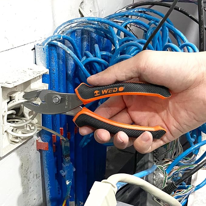 WEDO Slip Joint Pliers,Stainless Steel Combination Pliers,Wire Cutter with Anti-slippery Handle,Corrosion Resistant,Rust Proof,Surface without Chrome,Length 8"(200mm)