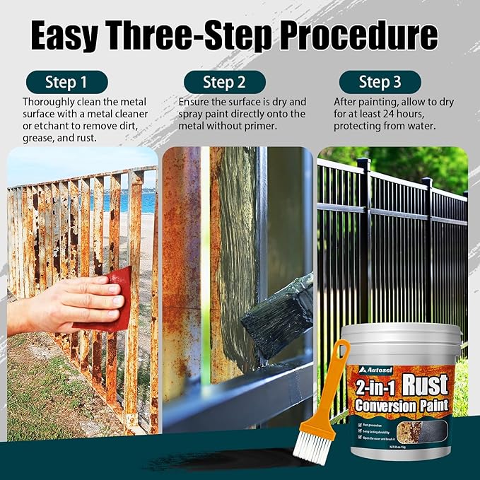 2-in-1 Rust Converter & Metal Primer, Stops Rust,Rust Inhibitor Paint for Metal, Rust Conversion Paint, Heat-Resistant Anti Rust Coating for Car, Marine, Industrial, Chassis, Long-Lasting (35 oz)