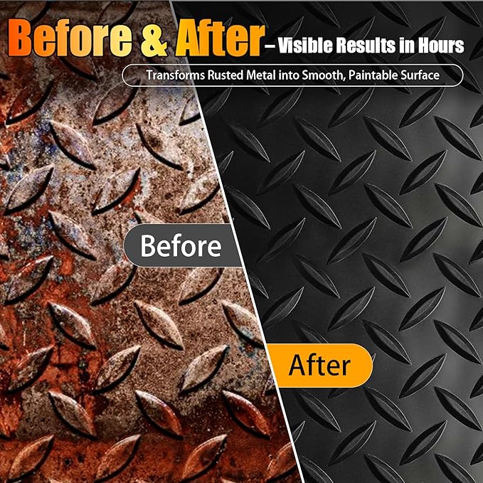 2-in-1 Rust Converter & Metal Primer, 101.5oz Black Rust Inhibitor Paint for Metal, Water-Based Rust Reformer & Corrosion Sealant, Heat Resistant Anti Rust Coating for Cars, Trailers, Boats, Farm Tools & Steel Structures