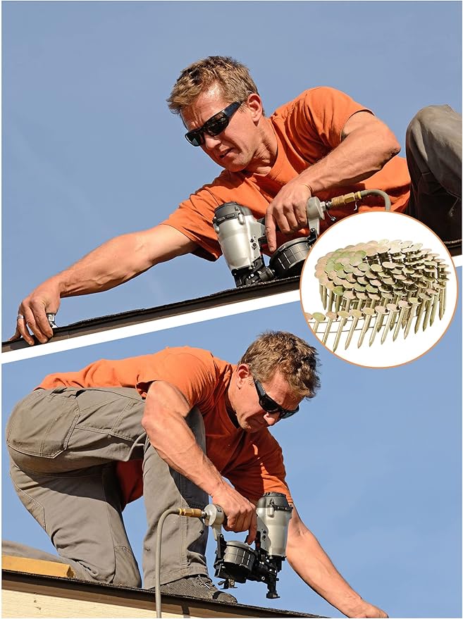 3600 Count Coil Roofing Nails 1in 1-1/4in 15 Degree Coil Roofing Nails Galvanized Stainless Steel Siding Nails with Smooth Ring Shank for Roof Lathing Sheathing Material(1-1/4 -inch x .120 Inch)