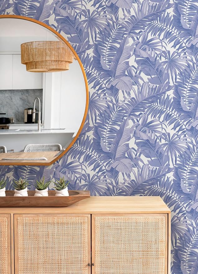 NuWallpaper NUS4623 Maui Peel & Stick Wallpaper, Periwinkle
