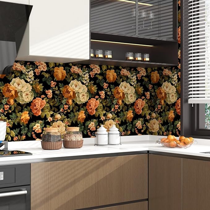 Fvlow Vintage Peony Floral Peel and Stick Wallpaper 17.4" x 394" | Renter Friendly, Removable & Waterproof, Vinyl Easy Install for Bedrooms, Bathrooms, Kitchens, Cabinets and Home Decor