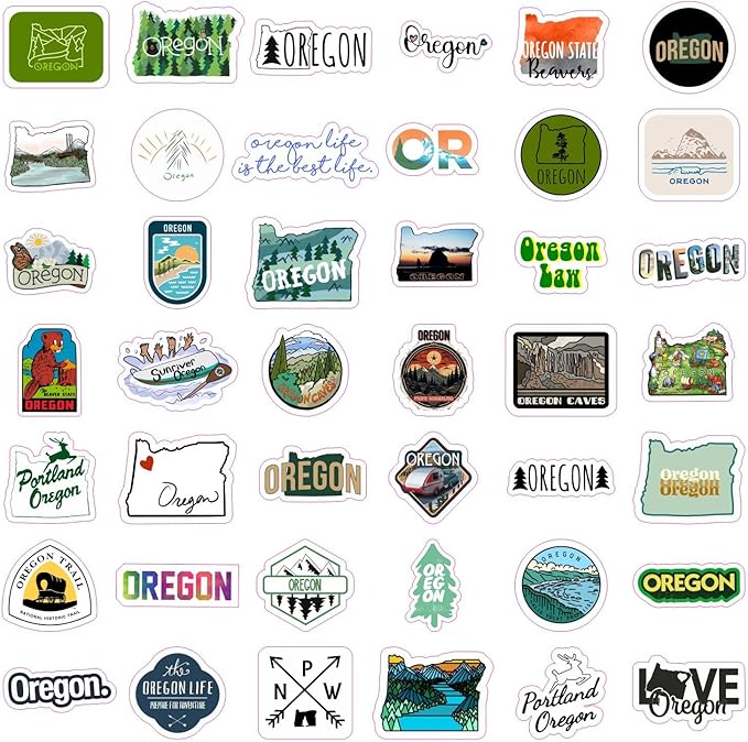 BulbaCraft Oregon Stickers and Decals for Water Bottles & Laptop, Scrapbook - Oregon Gifts and Souvenirs Laptop Decals, Gifts for Women & Men