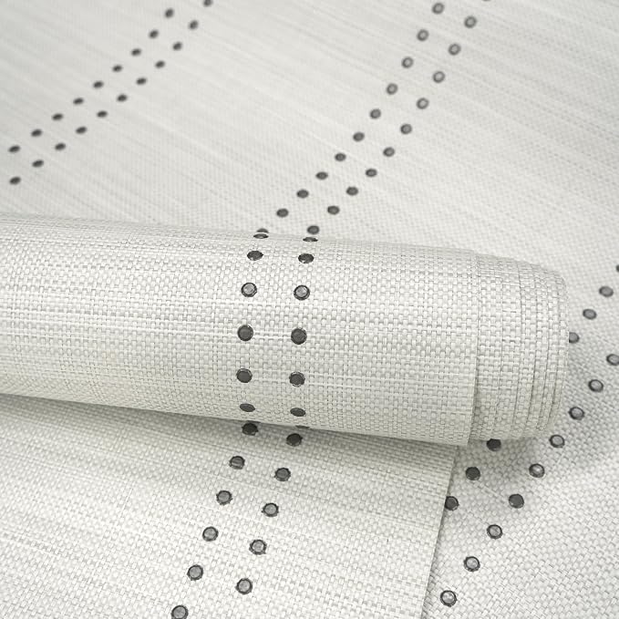 Ansehan Hand-Crafted Wallcovering HA4001 Droplets Stripe 36" W x8 Yard L Textured, Modern, Non Prepasted Natural Home Décor for Holiday Home Decor, Repose Grey/Dark Sliver