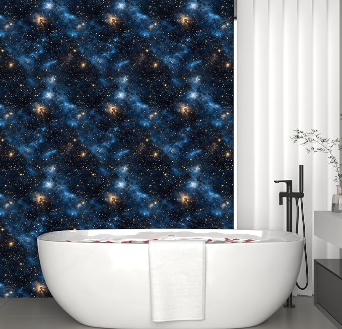 Dark Starry Sky Wallpaper Peel and Stick 17.5"x 787",Black/Blue | Self Adhesive/Removable/Waterproof/Thick Vinyl Extra Long Contact Paper for Bathroom Bedroom Shelf Cabinet Drawer,Prepasted