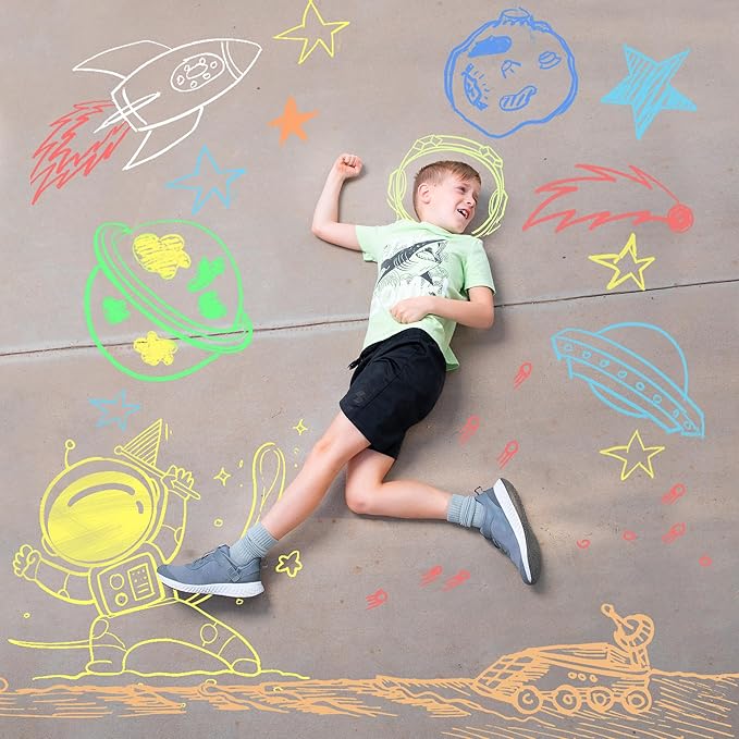 JOYIN 150 Pcs Sidewalk Chalk Set in 30 Packs, 5 Colors, Giant Box Non-Toxic Jumbo Washable Chalk for Outdoor Art Play, Painting on Chalkboard, Kitchen, Blackboard, Playground, Outdoor