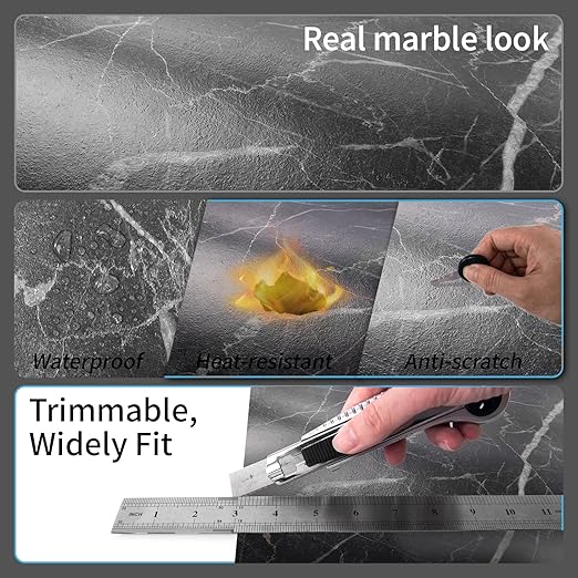 Art3d Peel and Stick Floor Tile, 30-Pack 12 x 12in. Covers 30 Sq.ft, Waterproof Vinyl Flooring Tiles Self Adhesive for Kitchen, Bathroom & Bedroom - Dark Marble