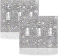 2 PC Shiny Silver Rhinestones Wall Plate Cover Switch Plate Cover Light Switch Cover Switch Cover Decorative 3 Gang Toggle Outlet Covers Bling Switch Cover