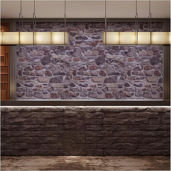 Pink Brick Wallpaper Peel and Stick Realistic Textured Rock Stone Vinyl Wall Paper Faux Brick Look Wall Covering Self Adhesive Contact Paper Embossed Vintage Removable 23.6" X 193"