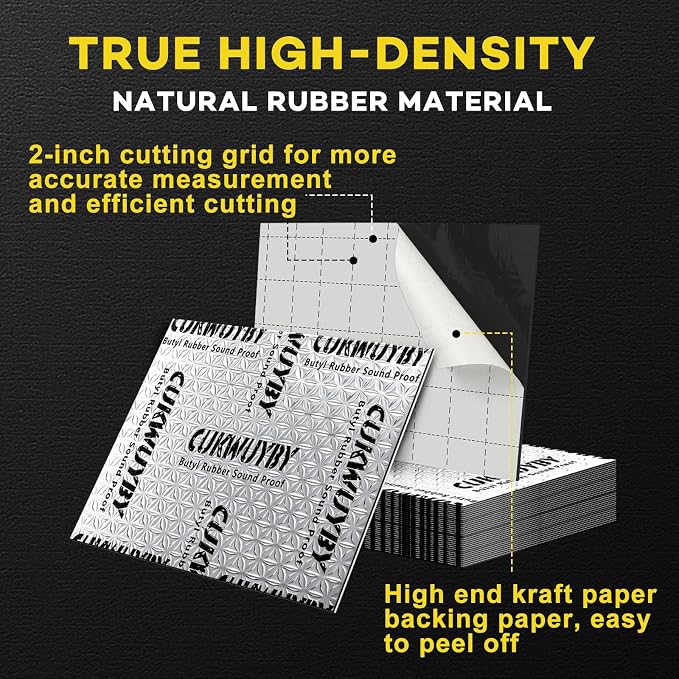 Butyl Sound Deadening 80mil 38sqft Sound Deadening Mat (34pcs) | Car Sound Deadening Material,Sound Deadening for Cars,Automotive Sound Deadener,Noise Insulation,Vibration Dampening Material