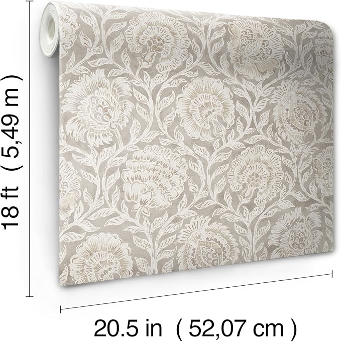 Nabela Noor Home NuWallpaper Aliviya Peppercorn Peel and Stick Wallpaper, NNS6508