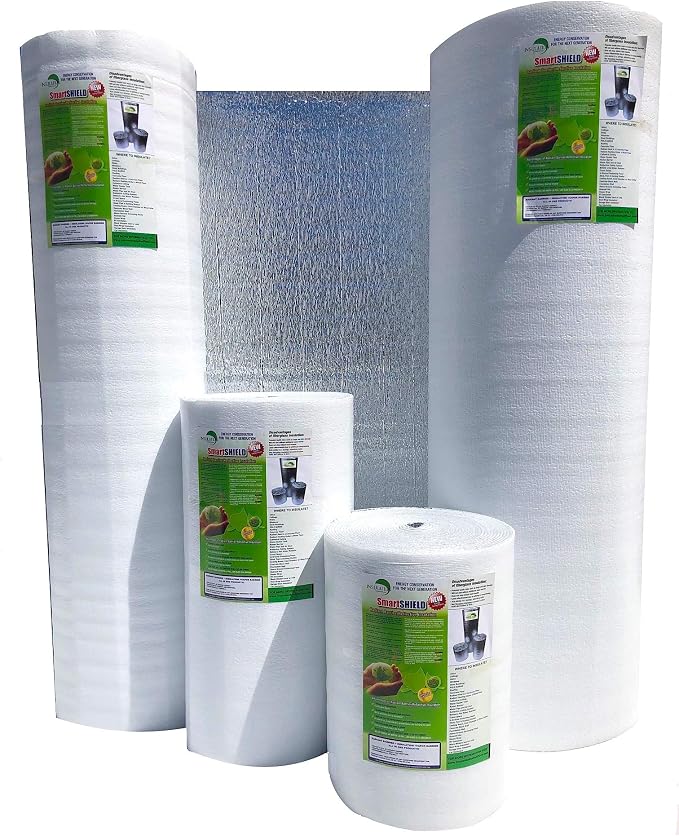 SmartSHIELD -3mm 16"x50ft Reflective Insulation roll, Foam Core Radiant Barrier, Thermal Insulation Shield - Engineered Foil/White Film