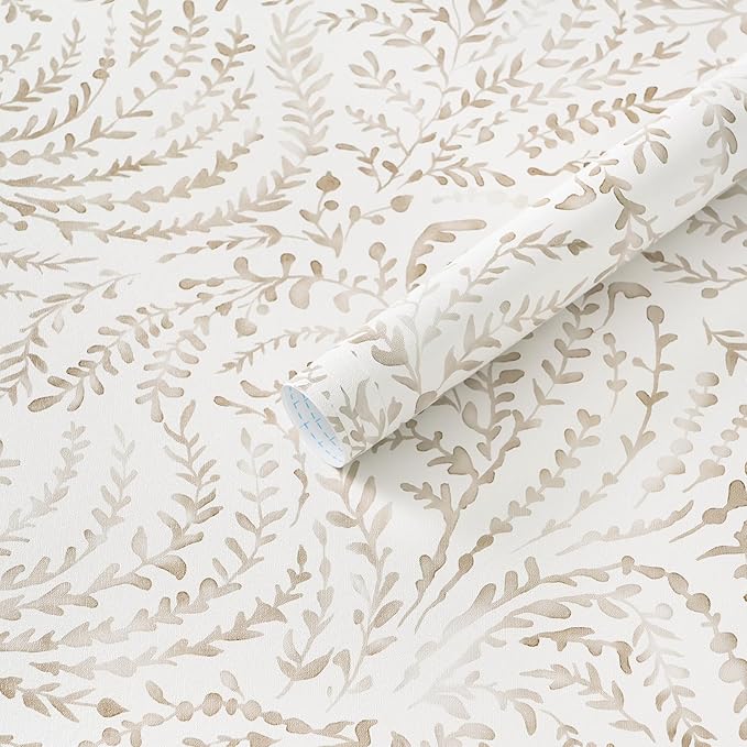 Heroad Peel and Stick Wallpaper Modern Boho Contact Paper Neutral Beige Wall Paper Removable Waterproof Self Stick Renter Friendly Wallpaper for Bedroom Living Room Bathroom Kitchen Vinyl 17.3"x78.7"