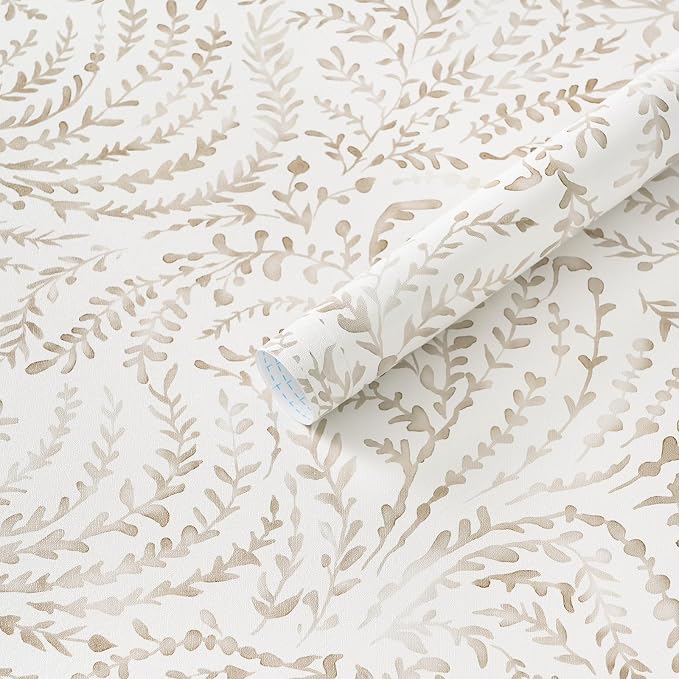 Heroad Peel and Stick Wallpaper Modern Boho Contact Paper Neutral Beige Wall Paper Removable Waterproof Self Stick Renter Friendly Wallpaper for Bedroom Living Room Bathroom Kitchen Vinyl 17.3”x393”