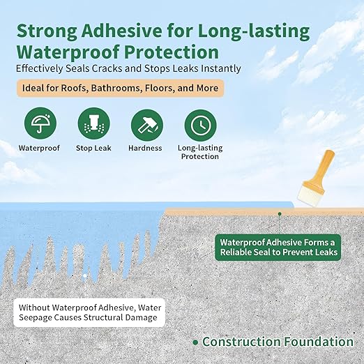 YKF Transparent Waterproof Sealant 16 Oz, Clear Water-Based Invisible Leak Repair Coating for Roofs, Walls, Bathroom, Shower, Kitchen, Indoor & Outdoor Waterproof Coating