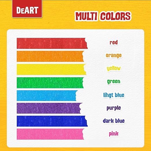 DEART 8X Colored Masking Tape, 33 Ft x 1 inch Colored Painters Tape for Arts & Crafts Labeling or Coding, Craft Supplies Color Tape Rolls, Colorful Masking Craft Tape, Lab Tape
