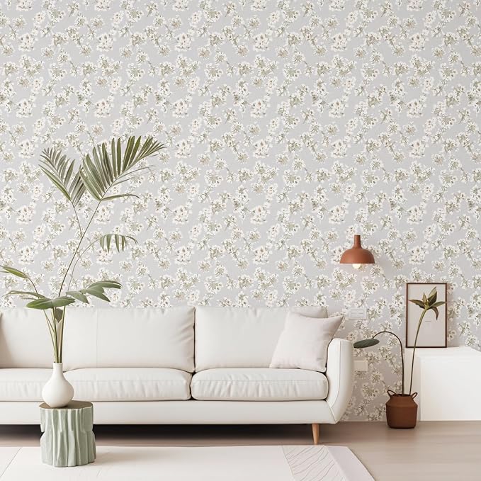 17.3" x 78.7" Floral Peel and Stick Wallpaper Removable Wallpaper Peel and Stick for Bedroom Cabinets and Kitchen Countertop Thicken