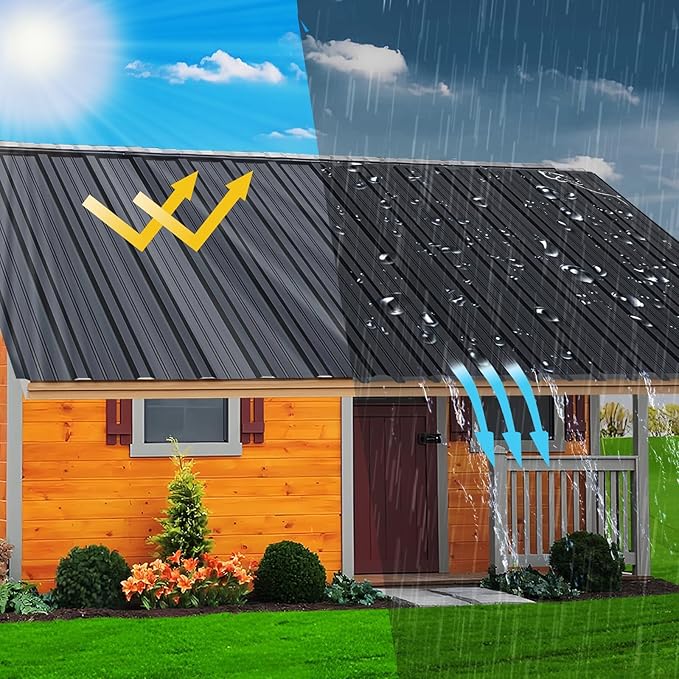 Metal Roofing Panels - Corrugated Galvanized Roof Panels 10 Pcs Waterproof Siding Panels for Outdoor House Storage Patio Garages Sheds