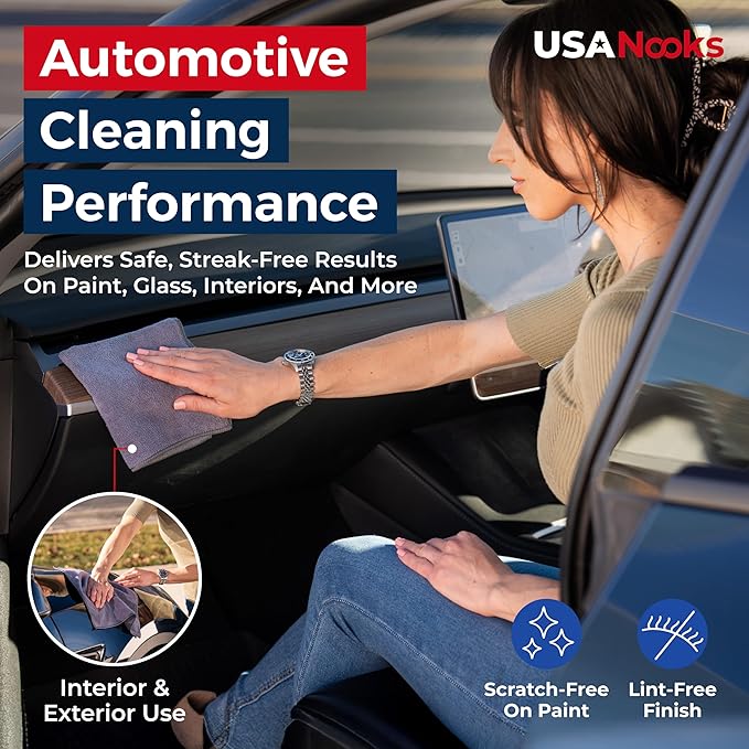Microfiber Cleaning Cloth Grey - 100 Pcs (12.5"x12.5") - High Performance - 1200 Washes, Ultra Absorbent Microfiber Towel Weave Grime & Liquid for Streak-Free Mirror Shine - Car Washing Cloth