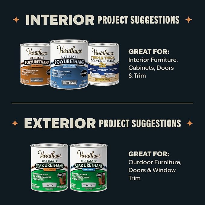 Varathane Water-Based Crystal-Clear Ultimate Polyurethane | Interior Wood Protection | Fast Dry Time | Easy Clean Up | Semi-Gloss | Half Pint | 4 Pack