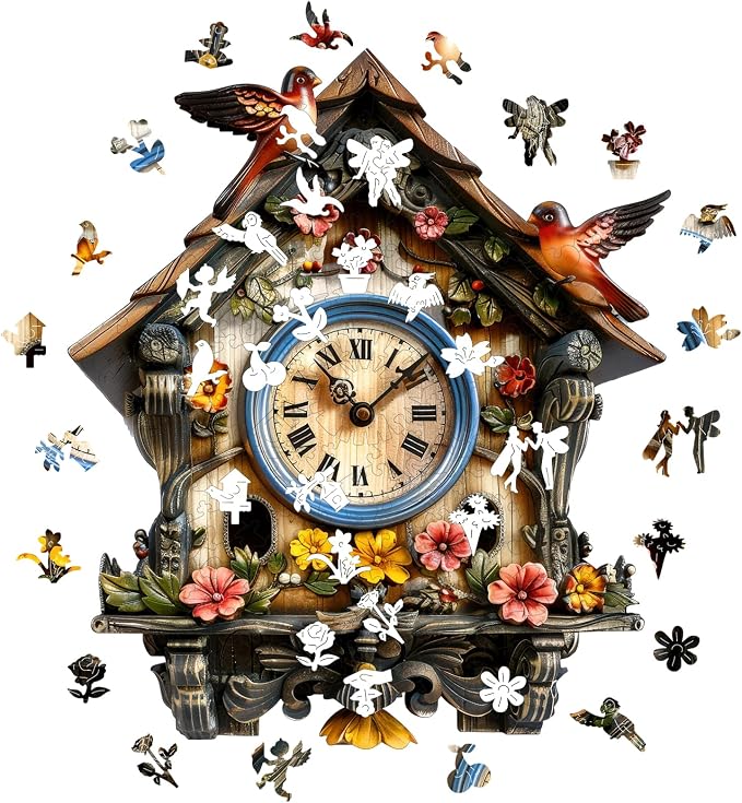 Pikoqunc Wooden Puzzles for Adults, Clock House Wood Puzzles 200 Pieces | Unique Vintage Wood Puzzle, Home Décor, Gift for Her, 9.8’’ x 11.4’’, Family Game