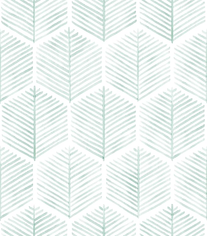 MelunMer Geometric Peel and Stick Wallpaper Boho Green White 17.3''×197'' | Modern Self Adhesive Removable Wallpaper for Bedroom/Bathroom Waterproof, Contact Paper for Cabinets, Drawers Easy to Install