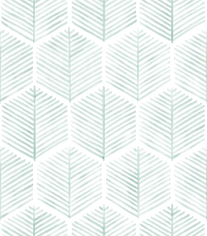 MelunMer Geometric Peel and Stick Wallpaper Boho Green White 17.3''×393'' | Modern Self Adhesive Removable Wallpaper for Bedroom/Bathroom Waterproof, Contact Paper for Cabinets, Drawers Easy to Install
