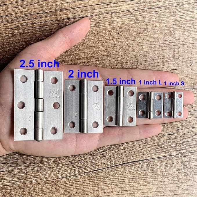10pcs 304 Stainless Steel 1.5-inch Folding Butt Hinges Home Furniture Hardware Door Hinge Small Hinges for Wooden Boxes Lid Jewelry Box Crafts (38mm x 30.5mm x 1mm)