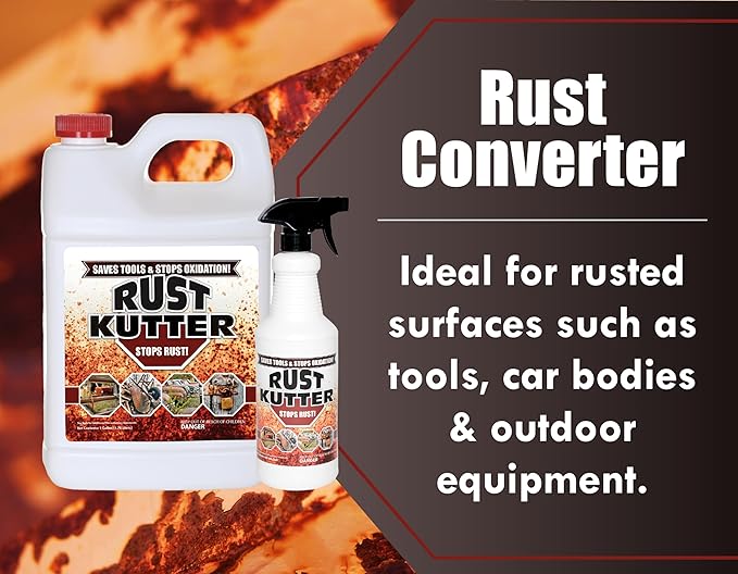 Rust Kutter - Stops Rust and Converts Rust Spots to Leave A Primed Surface Ready to Paint, Professional Rust Repair Manufactured in USA – Sprayer Included