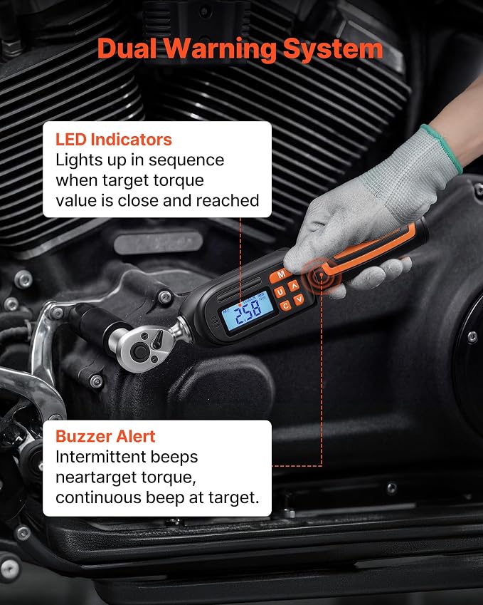 VEVOR Torque Wrench Set 1/4" Drive 42-Piece Digital Torque Wrench 4 Units, ±2% Accuracy, LCD Screen, with Buzzer and LED Indicator, with Sockets, Bits, Extension Bar, Adapter, for Automotive Repair