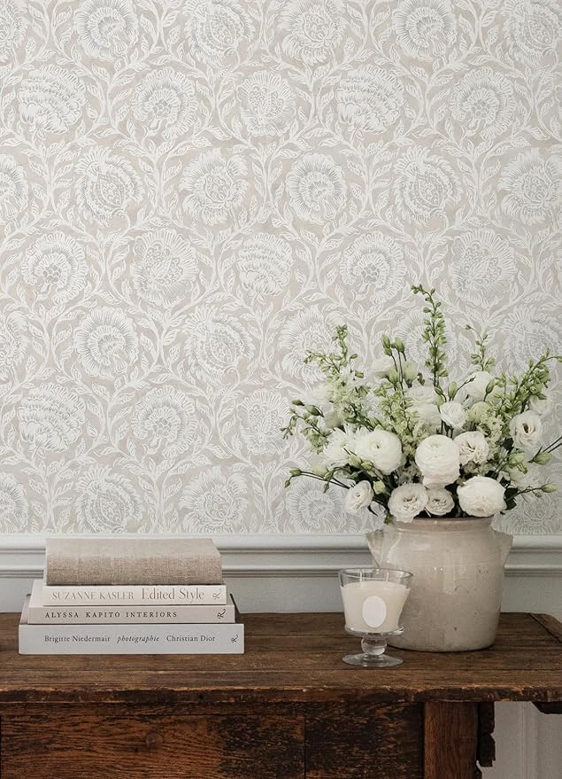 Nabela Noor Home NuWallpaper Aliviya Wheat Peel and Stick Wallpaper, NNS6507