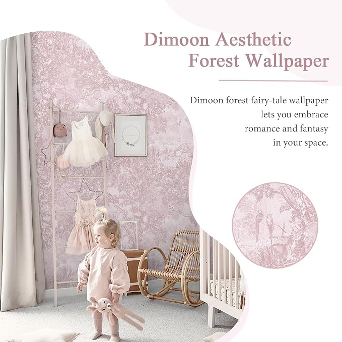 17.3" X 196.8" Peel and Stick Wallpaper Pink White Modern Toile Floral Wallpaper Renter Friendly Waterproof Removable Self Adhesive Wall Paper Bedroom Livingroom Cabinets Vinyl
