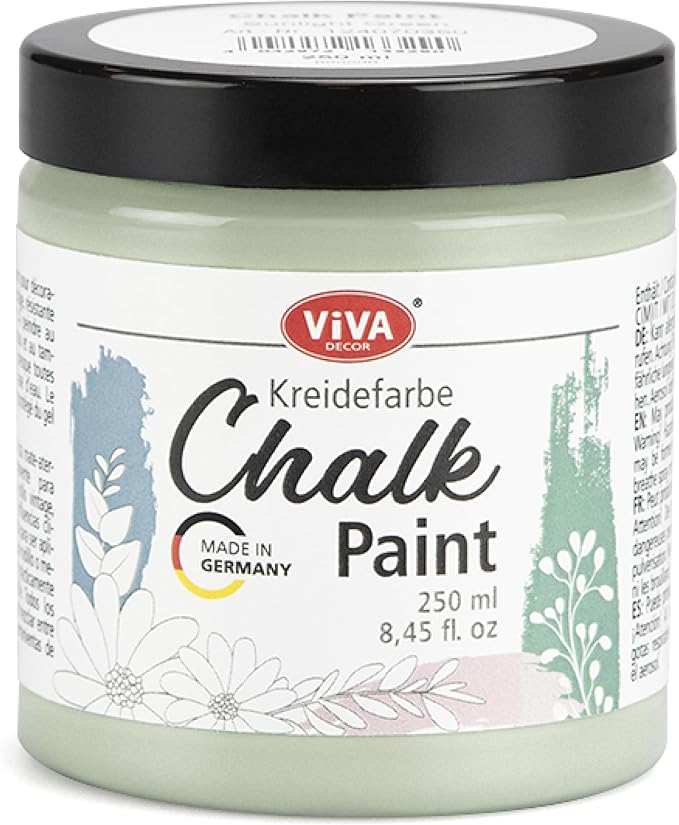 Viva Decor Chalk Paint (Sunlight Green) 8.45oz - Chalky Finish Paint for Furniture, Walls & Decor, Matte Finish, Water-based, High Pigment, Perfect for Shabby Chic & Vintage Looks. Suitable for Wood