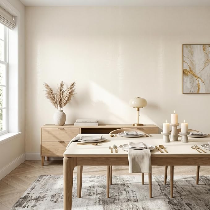 FUKU MON 24"x394" Beige Peel and Stick Wallpaper Matte Beige Cream Contact Paper Solid Beige Wall Paper Self-Adhesive Thick Vinyl Removable Texture Cream Wallpaper for Cabinets Wall Decoration