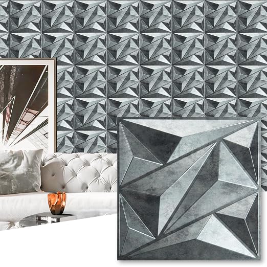 33 Pack 3D Wall Panel Diamond for Interior Wall Décor, PVC Textured Wall Panels, 12''x12'' Cover 32.Sq.Ft. Patina Bronze | PVC Accent Wall Panels for Interior Wall Decor, Living Room Lobby Bedroom Hotel Office
