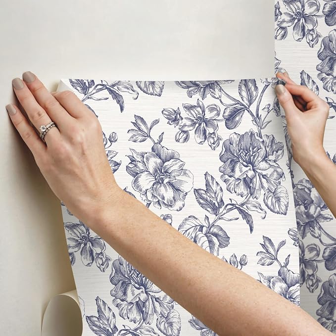 RoomMates Tamara Day RMK12577RL Blue Flower Girl Peel and Stick Wallpaper