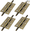 4Pcs Antique Bronze Folding Butt Hinges, Vintage Brass Hinges for Cabinet, Door, Window, Wooden Box, Chest, Cupboard, Furniture Hardware, Size 2.9" x 1.79"