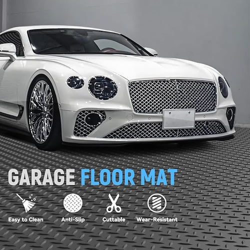 10x20 FT Garage Floor Mat, 2.8mm Thickened PVC Flooring Roll for Under Car, 200 SQFT Diamond Plate Gray Garage Mats for Garage, Warehouse, Basement, Gyms, Trailer（Included Tapes）