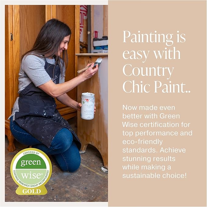 Country Chic All-in-One Chalk Paint for Furniture, Cabinets, Home Decor, Eco-Friendly, Matte Finish, Built-In Primer & Top Coat for Wood, Metal - Pale Plaster (Sand) sample (4oz)