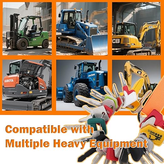 No-Duplicate Heavy Equipment Keys Master Set, Construction Ignition Key Set Fit Yanmar, Kubota, Case, JCB, JD, CAT, Hyster for Operators & Construction Workers