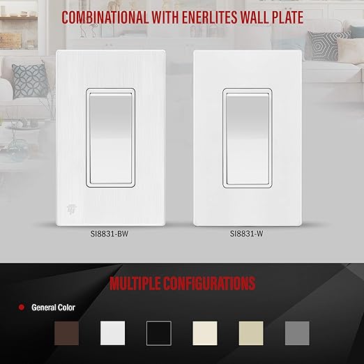 ENERLITES 4-Way Decorator Light Switch, Four Way Rocker Switch, Gloss Finish, Ground Wire Lead Attached, Residential/Commercial Grade, 15A 120V/277V, UL Listed, 94150-W-5PCS, White, 5 Pack