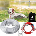 Dog Tie Out Runner for Yard,Trolley System for Large Dogs,Heavy Duty Dog Run Cable Lead 150ft with 10ft Pulley Runner Line for Small Medium and Large Dogs Up to 250lbs Running Outside Yard or Camping