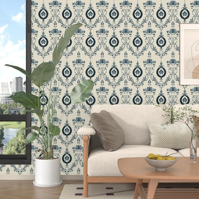 Light Blue Flower Peel and Stick Contact Paper 17.5" × 118" | Self Adhesive/Removable/Waterproof/Thick Vinyl Contact Paper for Bathroom Bedroom Shelf Cabinet Drawer,Prepasted,Easy Peel