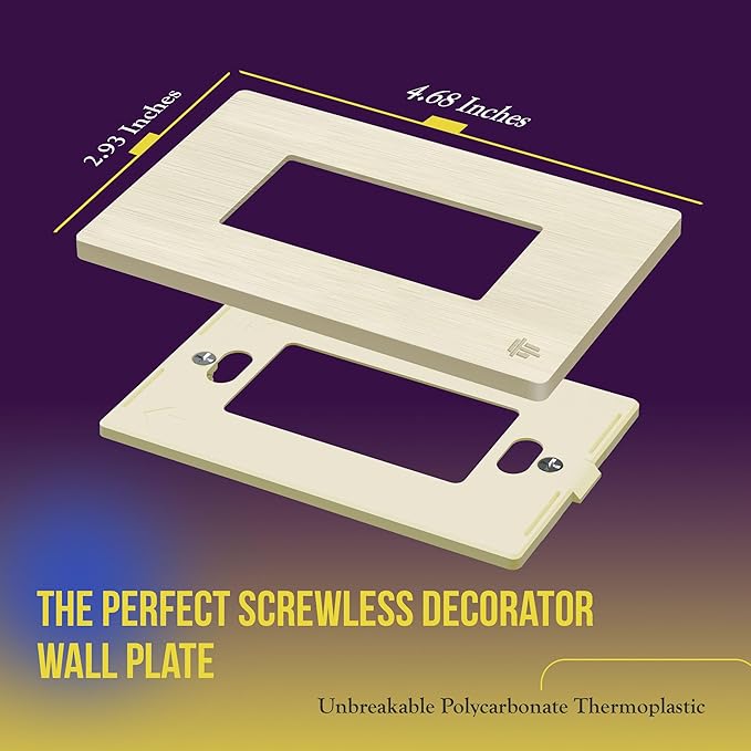 ENERLITES Decorator Light Switch or Receptacle Wall Plate, Screwless Wall Plate, Standard Size, 1-Gang 4.68" x 2.93", Polycarbonate Thermoplastic, SI8831-BLA-10PCS, Brushed Light Almond, 10 pack