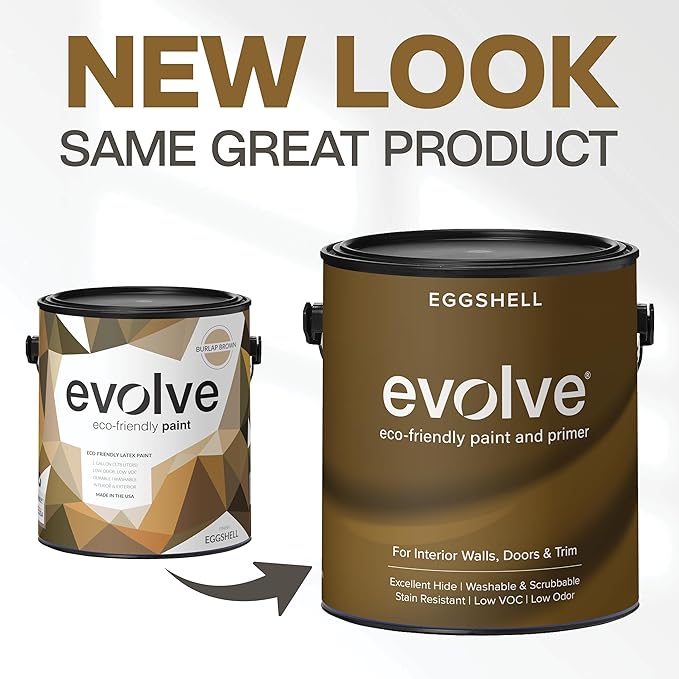 EVOLVE Paint & Primer: Environment-friendly, Low Sheen with One-coat Coverage for Interior & Exterior surfaces (Burlap Brown, 1-Gallon)
