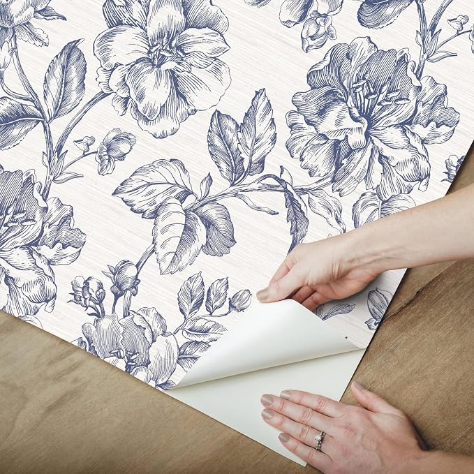 RoomMates Tamara Day RMK12577RL Blue Flower Girl Peel and Stick Wallpaper