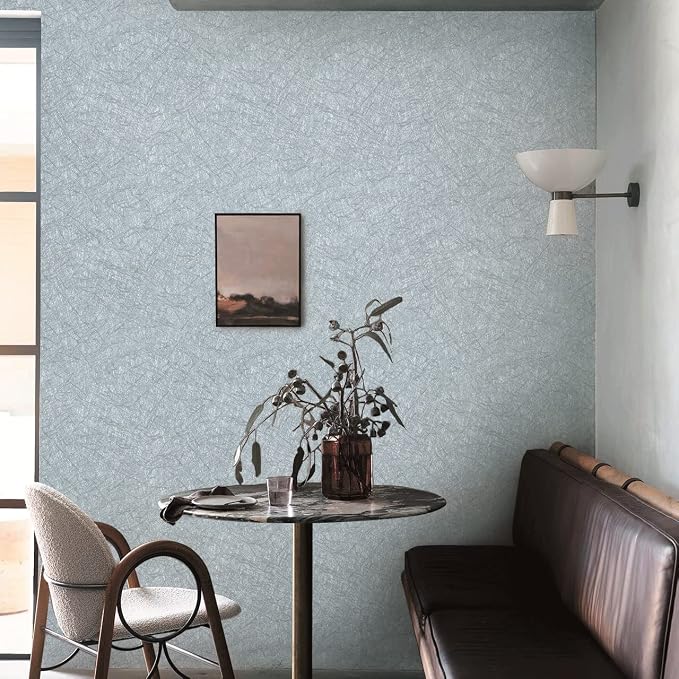 Cohoo Home Gray Peel and Stick Wallpaper Grey Silk Contact Paper for Cabinets and Drawers Silver Textured Self Adhesive Removable Wallpaper Bathroom Bedroom Waterproof Wall Covering 15.7inL 393inW